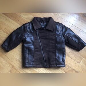 Kenneth Cole Collection 12M Brown Faux Leather & Suede Coat